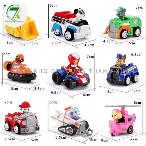 Chó cứu hộ đồ chơi Paw Patrol đội chó cứu hộ A8, A9, A 11 mô hình 6 con, 7 con, 8 con, 9 con cho các bé