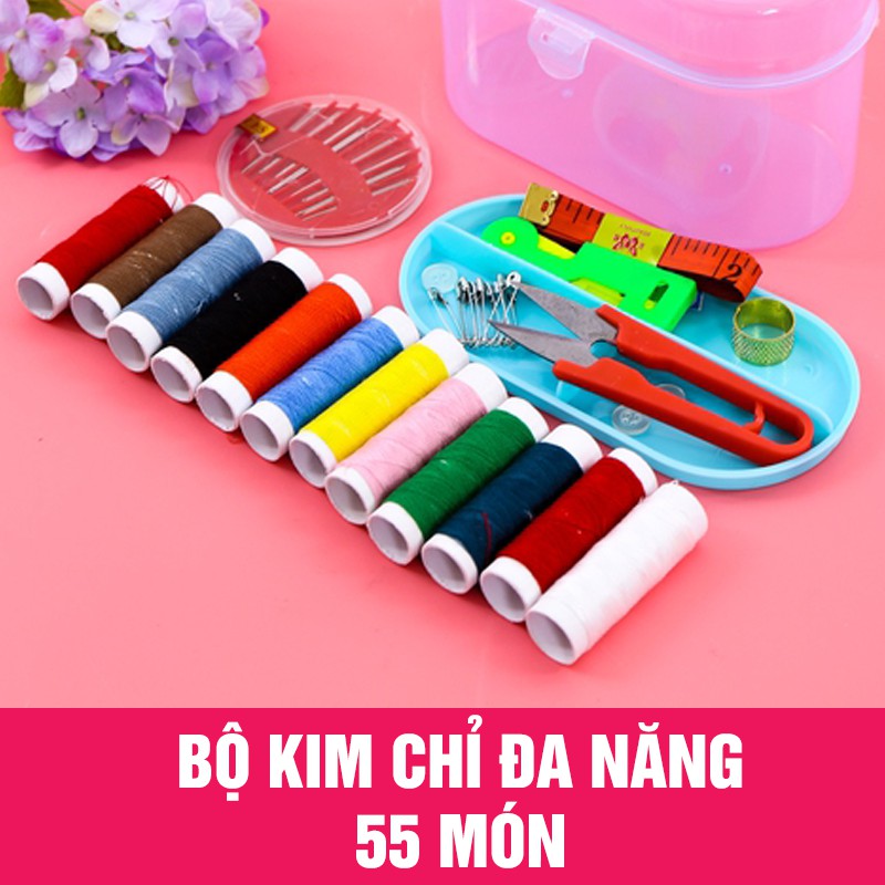 Bộ Kim Chỉ Và Dụng Cụ May Vá 55 Món Kèm Hộp Đựng Tiện Lợi