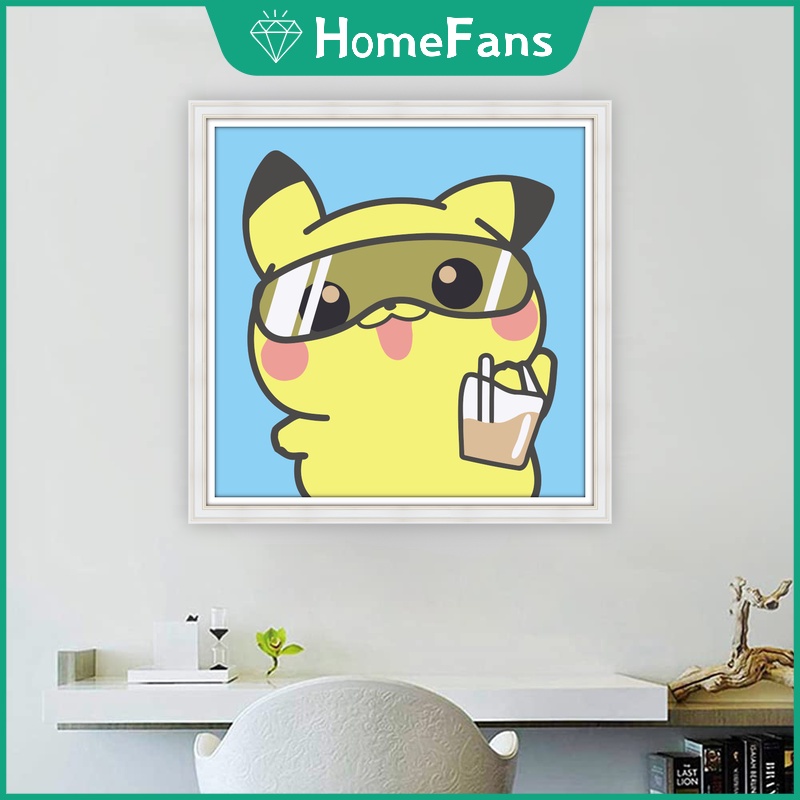 Bộ Tranh Đính Đá 5D Tự Làm Hình Pikachu Kích Thước 30x30cm / 40x40cm / 50x50cm