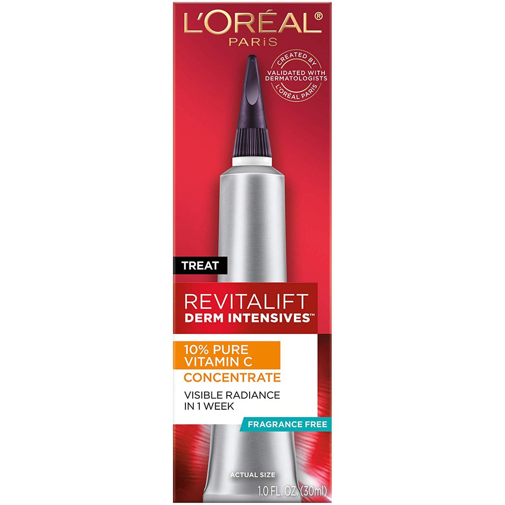 Serum giảm thâm nám, dưỡng trắng da L’Oreal Paris Revitalift Derm Intensives 10% Vitamin C 30ml