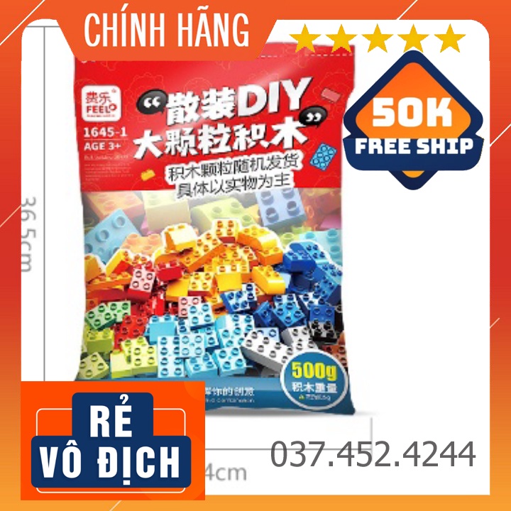 Đồ chơi học tậpFreeshipxếp hình cho bé lắp ráp sáng tạo 500g, gạch loại to size lego duplo 50 chi tiết