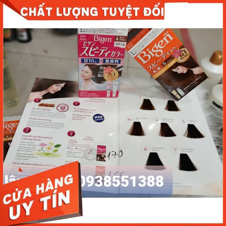 Chính Hãng Thuốc nhuộm tóc Bigen Nhật Speedy Color Cream HỒNG (kem) CAM (Sữa) phủ bạc 100% đều màu suôn mềm bóng mượt