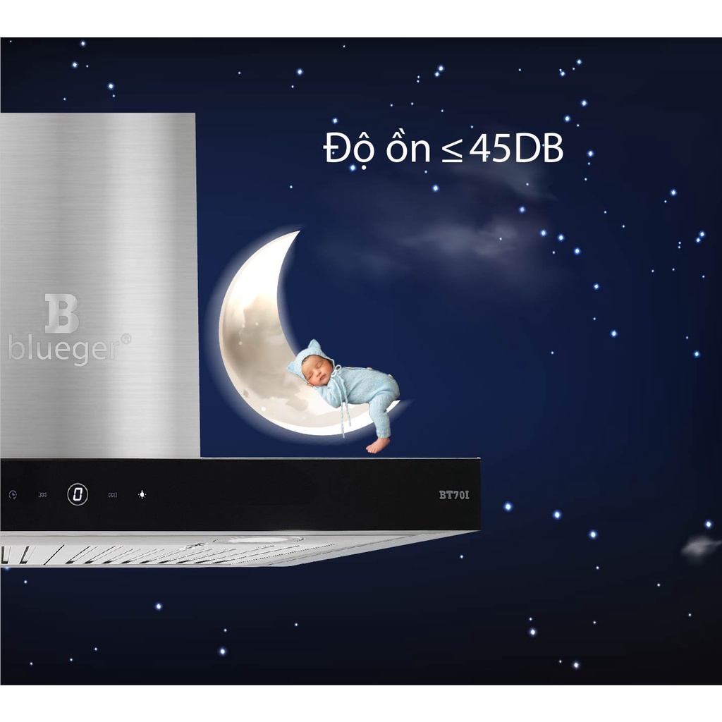 Máy hút mùi chữ T cao cấp- BT70I - Công suất hút lớn 1450m3/h - Độ ồn thấp <45Db, hút cực êm - Điều khiển cảm ứng