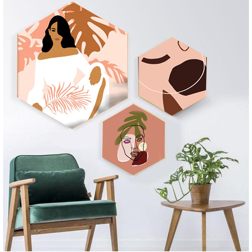 Set tranh dán tường decor lục giác | BigBuy360 - bigbuy360.vn