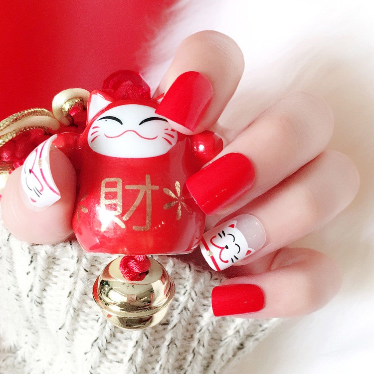 [Hàng mới về] Bộ 24 móng tay giả thời trang trang trí móng tay nghệ thuật có kèm keo dán