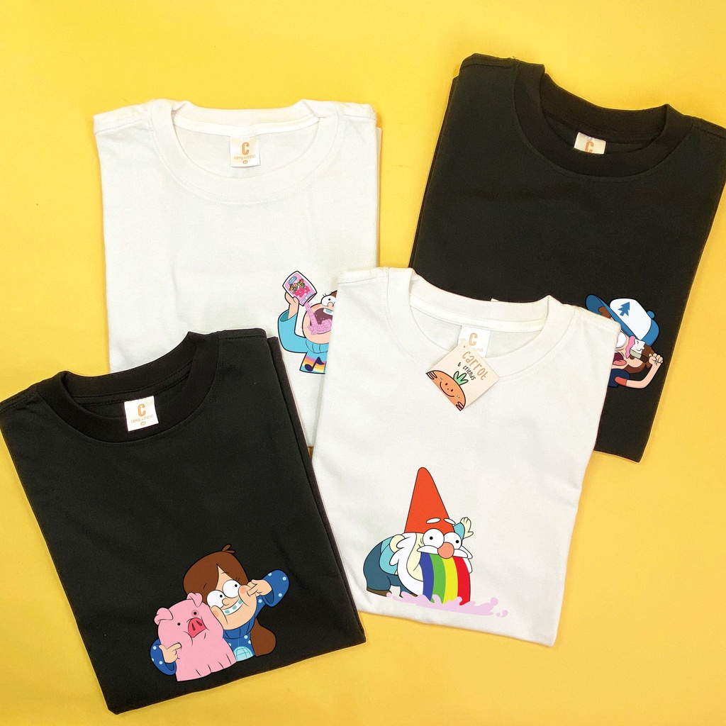 Áo thun unisex hoạt hình GRAVITY FALLS vải cotton oversize tay lỡ form rộng