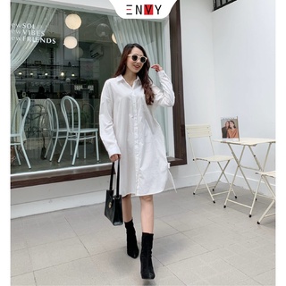 Đầm Sơ Mi Cotton ENVY - D112, Đầm công sở thanh lịch siêu xinh.