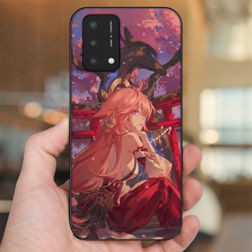 Ốp lưng Oppo A74, A93 5G, A95 viền đen in hình Yae Miko Genshin Impact