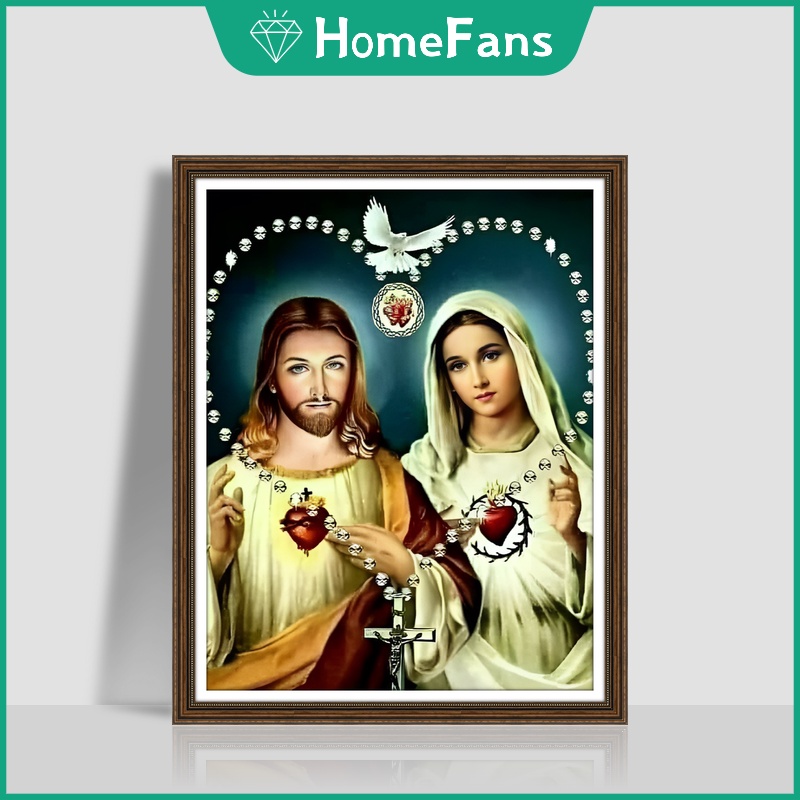 Bộ Tranh Đính Đá 5D Tự Làm 30x40cm / 40x50cm / 50X60cm Hình Chúa Jesus Và Mary Trang Trí Nhà Cửa