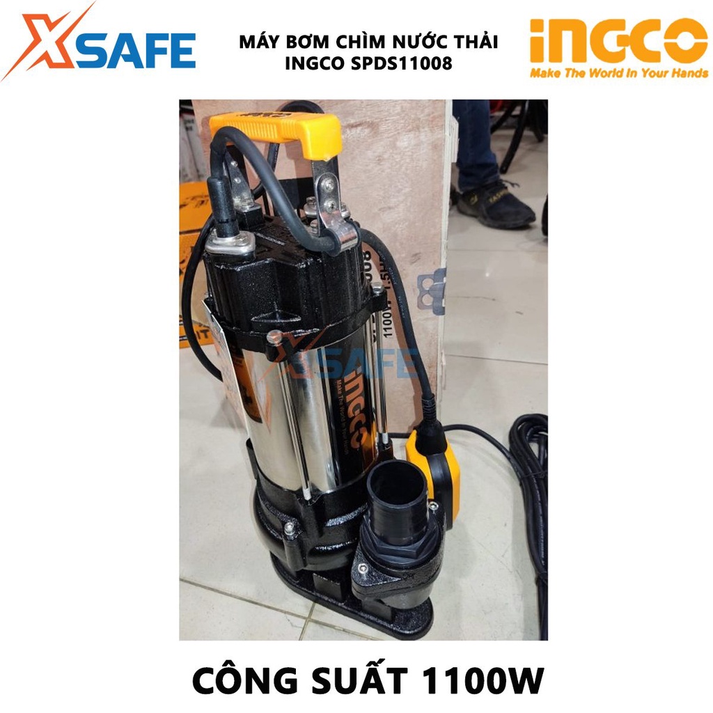 Máy bơm chìm nước thải INGCO SPDS11008 Máy bơm nước thải Điện áp 220-240V ~ 50Hz Công suất đầu vào 1100W(1.5HP)