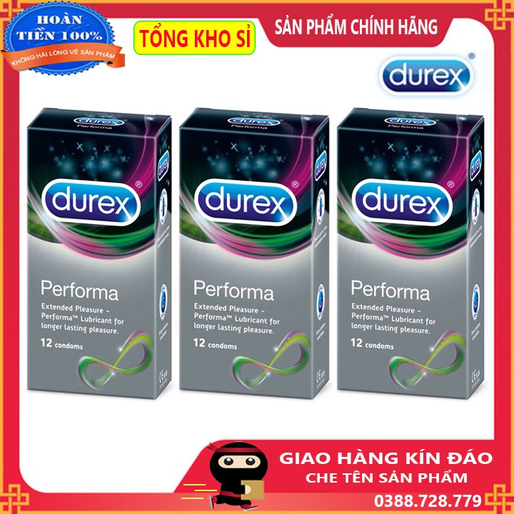 Bộ 2 hộp bao cao su Durex performa 12 bao tặng thêm 1 hộp - chất liêu cao su thiên nhiên an toàn giá tốt