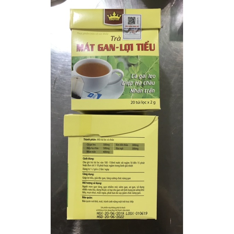 Trà MÁT GAN LỢI TIỂU  Kingphar Hộp 20 gói - giải độc gan thanh nhiệt