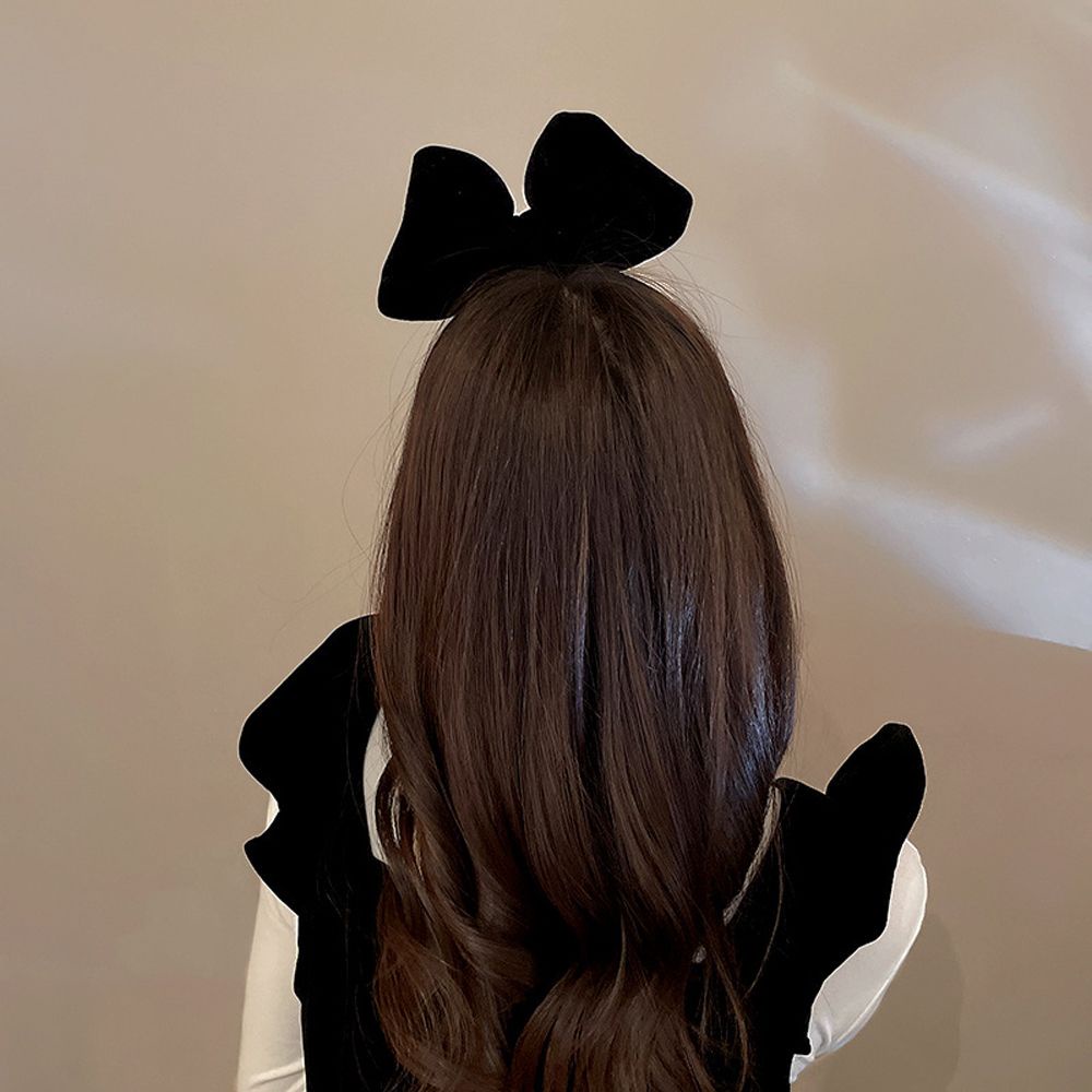 Băng đô cài tóc vải nhung thắt nơ màu đỏ phong cách Hàn Quốc thanh lịch cho nữ