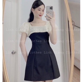Đầm thiết kế cổ vuông tay bồng