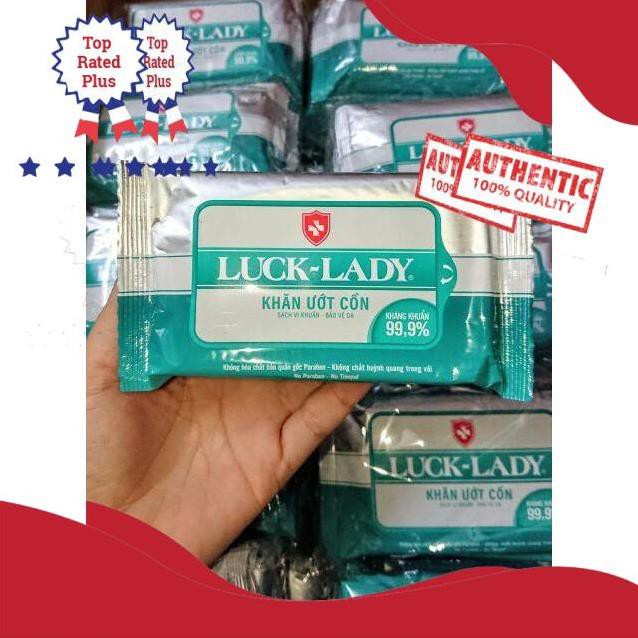 Khăn ướt cồn Luck Lady kháng khuẩn 10 tờ