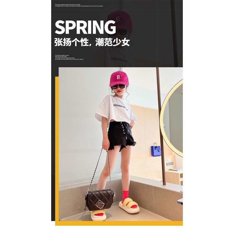 Áo Thun Cotton Tay Ngắn In Chữ Màu Trơn Thoải Mái Dễ Phối Đồ Phong Cách Phương Tây Thời Trang Mùa Hè Dành Cho Bé Gái 48 Giờ