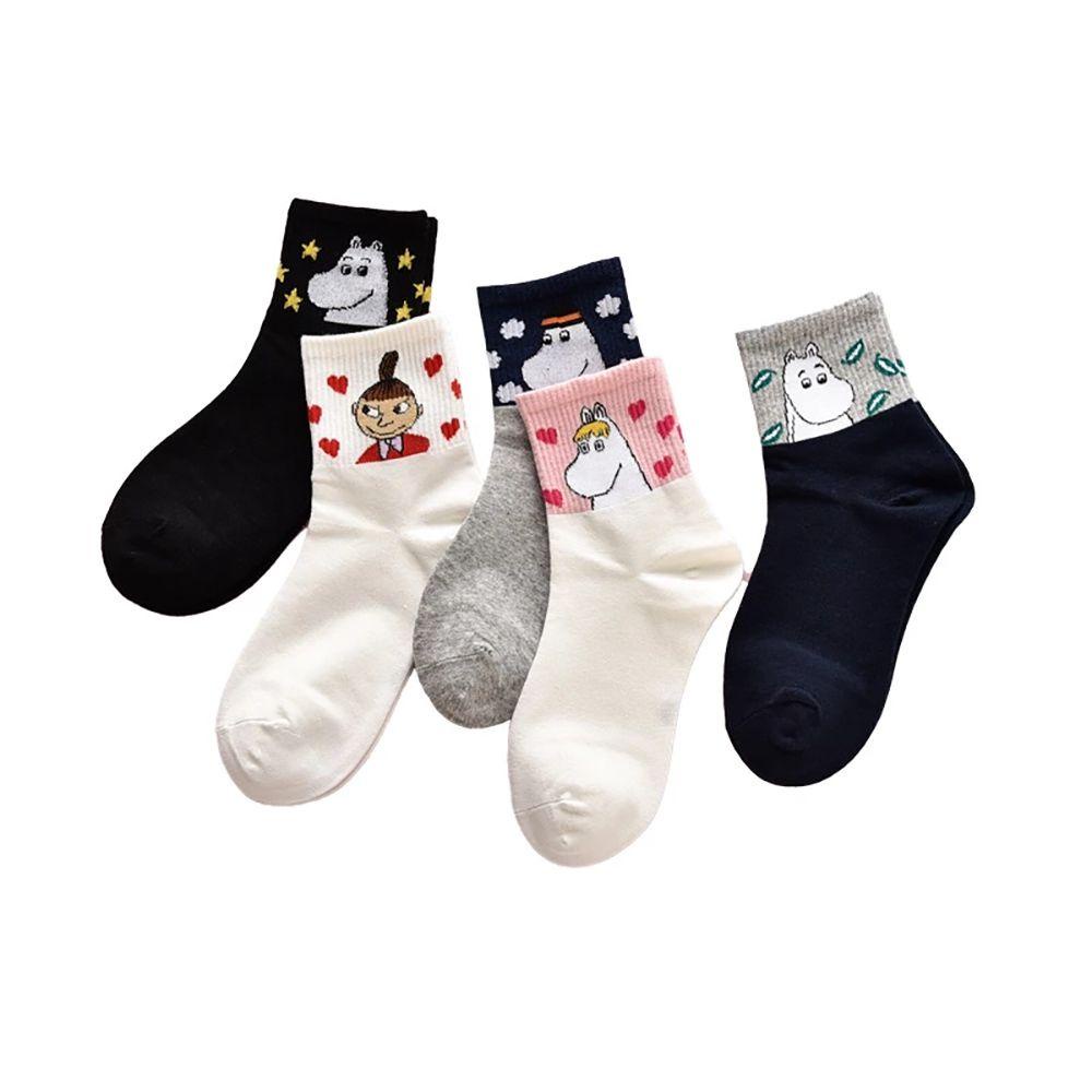 SOMEDAYZL Vớ Cotton Nữ Co Dãn Họa Tiết Con Hà Mã Phong Cách Hàn Quốc