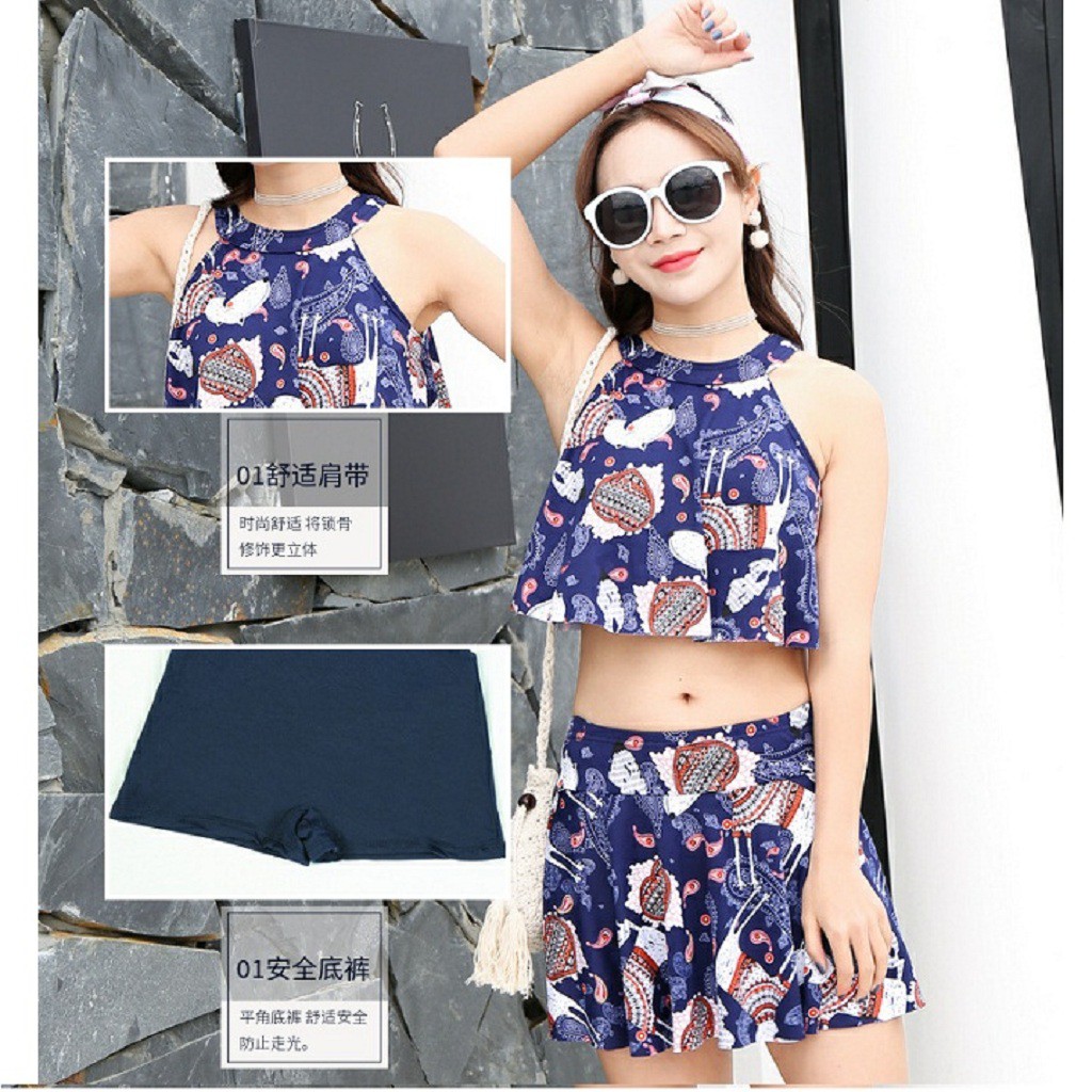 bikini 2 mảnh kín đáo, đồ bơi nữ họa tiết đẹp phong các hàn quốc | BigBuy360 - bigbuy360.vn