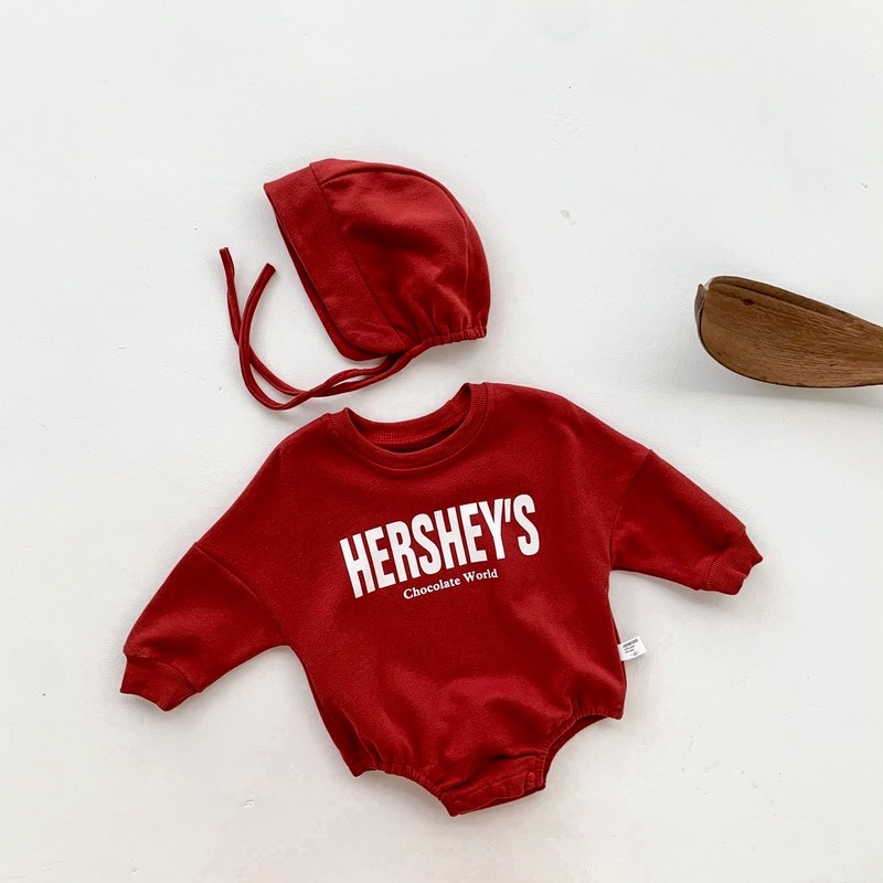 Bộ áo liền quần Cotton tay dài + mũ thời trang cho bé sơ sinh