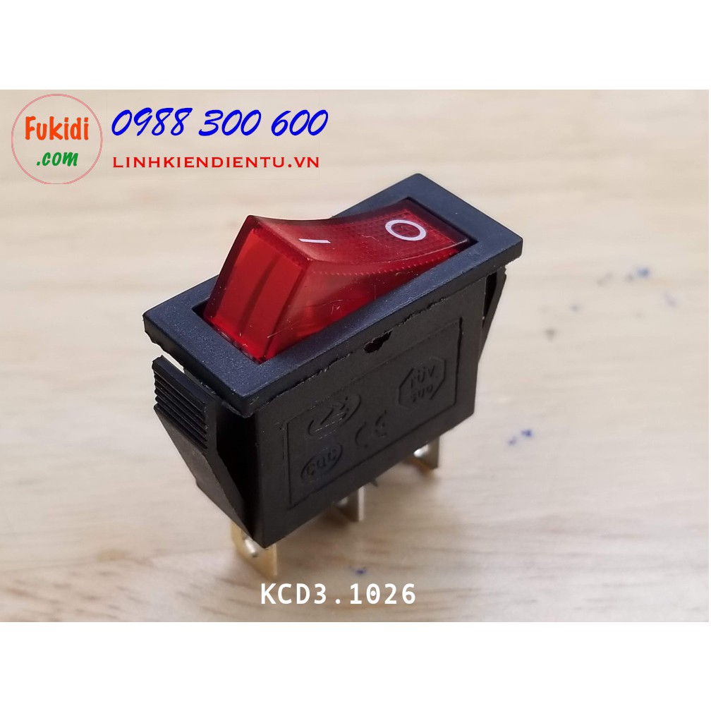 Công tắc bập bênh KCD3 5A 250V kích thước 10x26mm