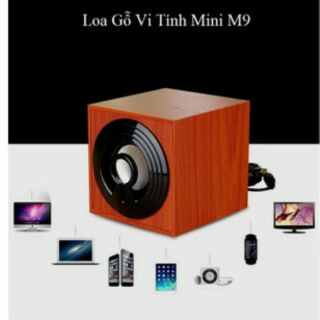 Loa gỗ vi tính mini m9 cho đt, laptop,pc...