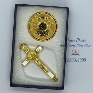 Thánh giá - tượng chúa chịu nạn mạ vàng để bàn 10cm mã 144