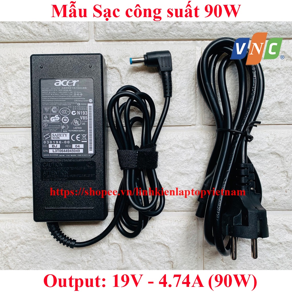 Sạc Laptop Acer 2.37A - 3.42A - 4.7A chân To 5.5*1.7mm Sạc máy tính acer zin cao cấp bảo hành 12 tháng