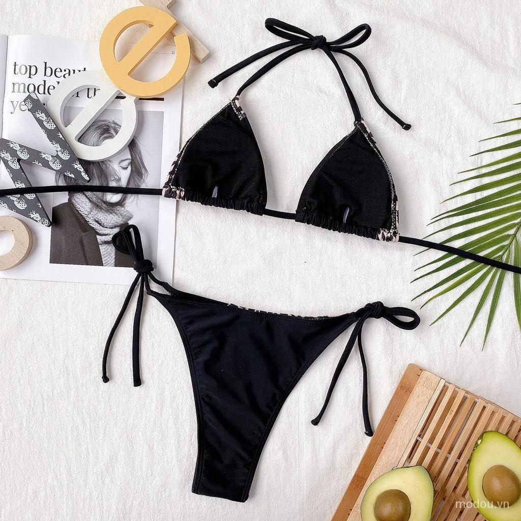Set Bikini Hoạ Tiết Da Báo Thiết Kế Cột Dây Quyến Rũ