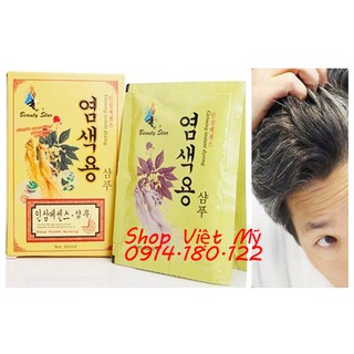 Dầu gội Nhuộm Đen tóc Beauty Star - Sâm Vàng
