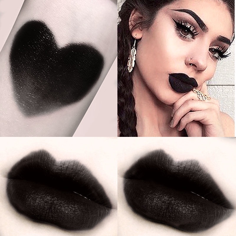 Son môi màu đen phong cách gothic dùng hóa trang halloween độc đáo