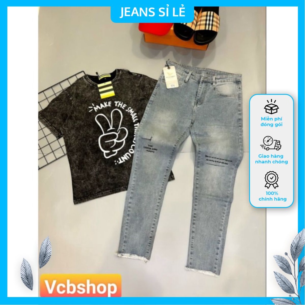 Quần jean nam dài K1989 mẫu wash rách thêu họa tiết màu xanh phong cách trẻ trung năng động – Shop jean sỉ lẻ