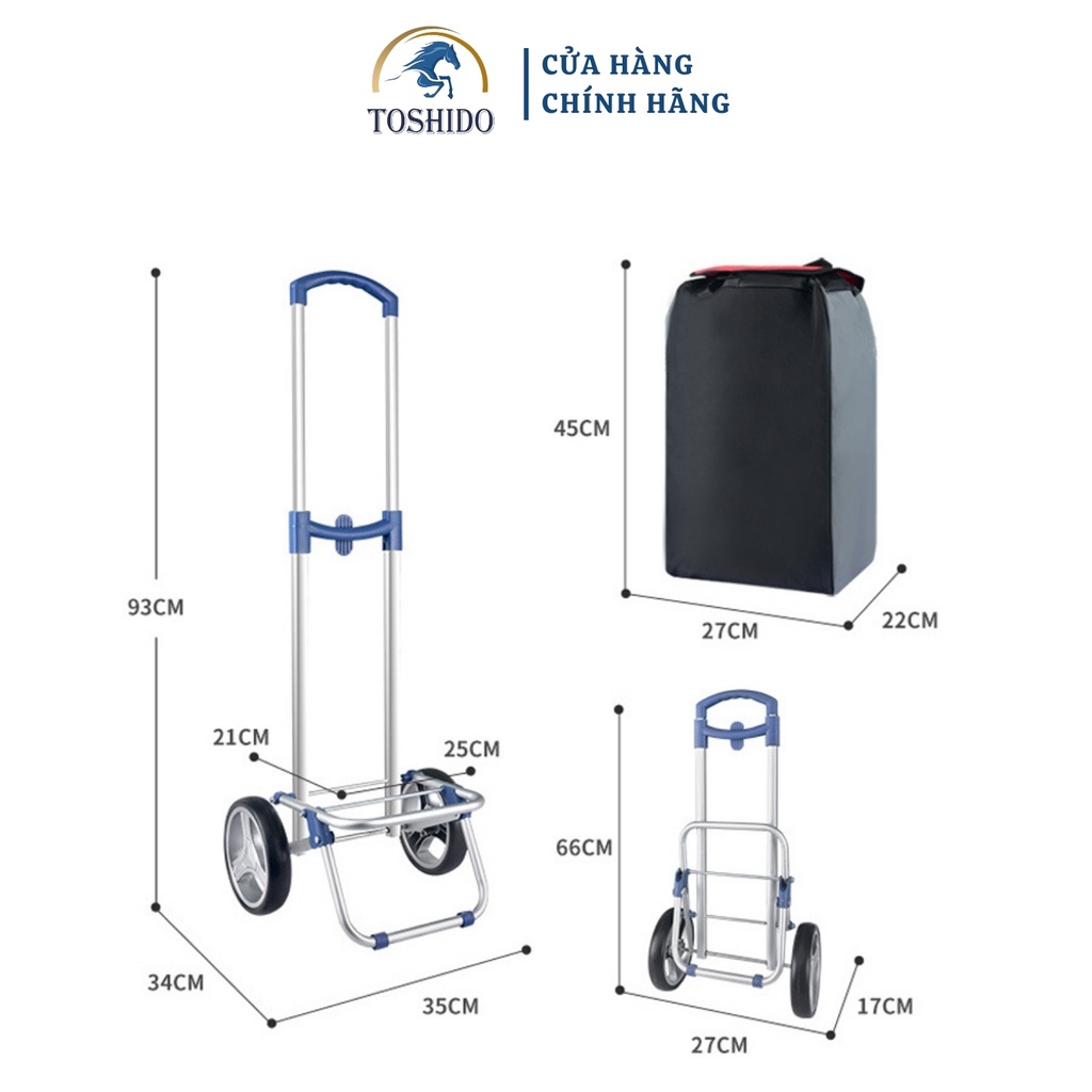 Xe Kéo Đi Chợ, Xe Siêu Thị TOSHIDO Bằng Hợp Kim Gấp Gọn Tiện Lợi