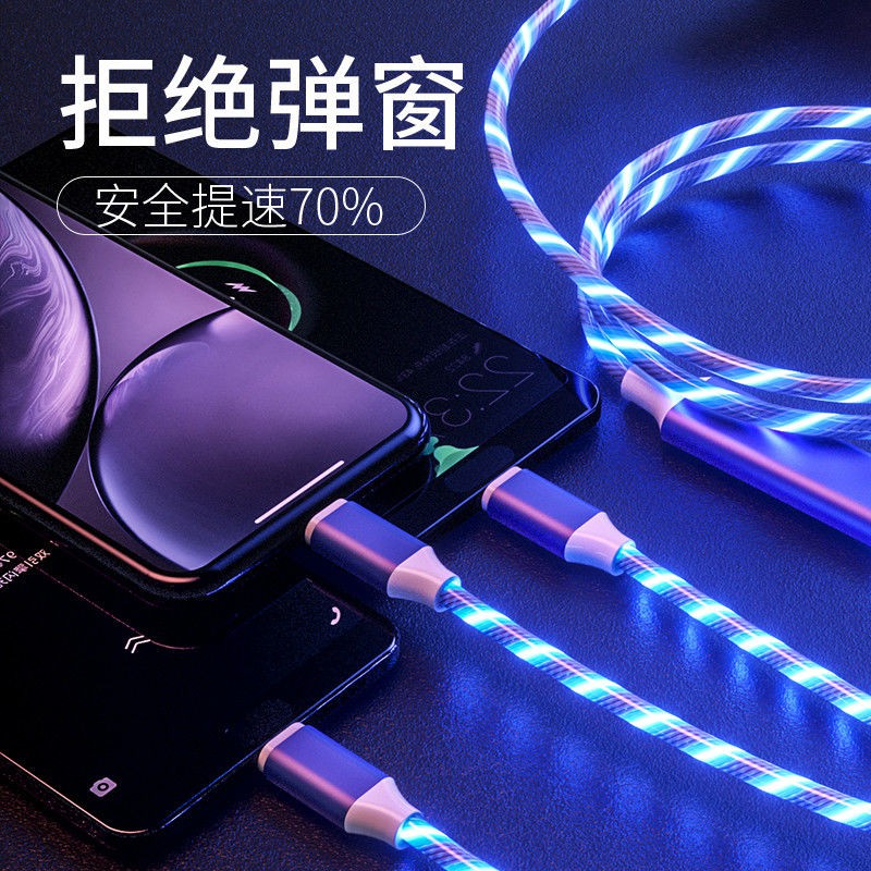 Dây Cáp Sạc Ba Trong Một Đầu Usb Type C Có Đèn Led Nhiều Màu Cho Huawei Apple