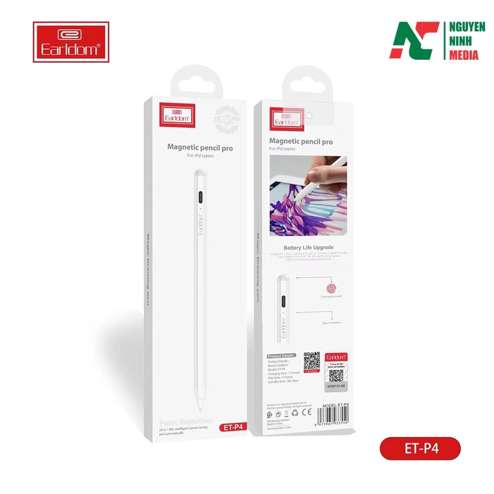 Bút Cảm Ứng Chống Tì Tay (Palm Rejecttion) Earldom ET - P4 Dành Riêng Cho iPad - Hàng Chính Hãng