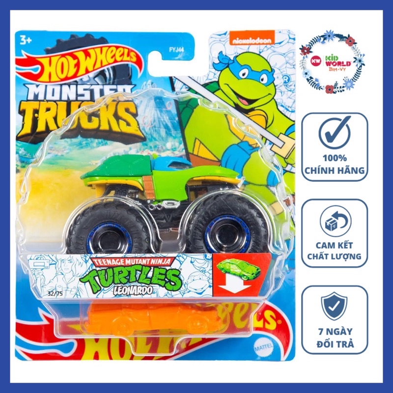 Xe mô hình Hot Wheels Monster Trucks Turtles Leonardo GWK20.