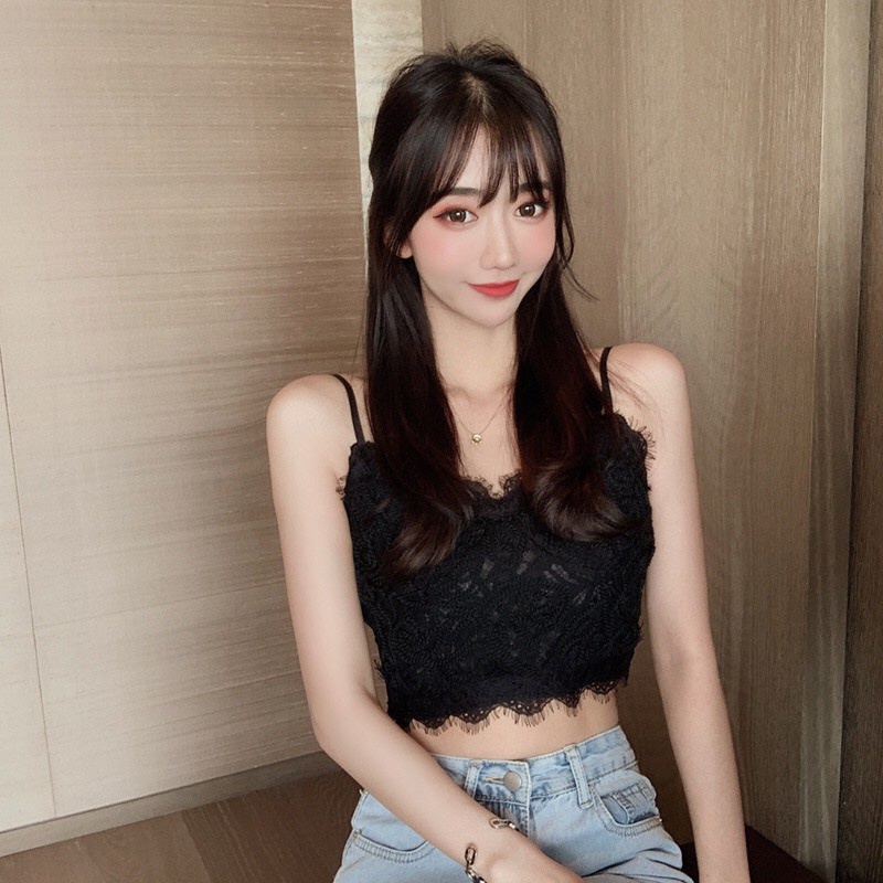 Áo bra ren mút mỏng không gọng êm nhẹ, Áo hai dây croptop chun co dãn thoáng mát Sexy siêu hót A2011