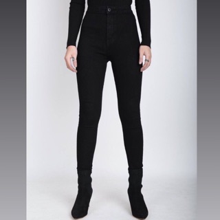 Quần skinny jean đen lưng cao