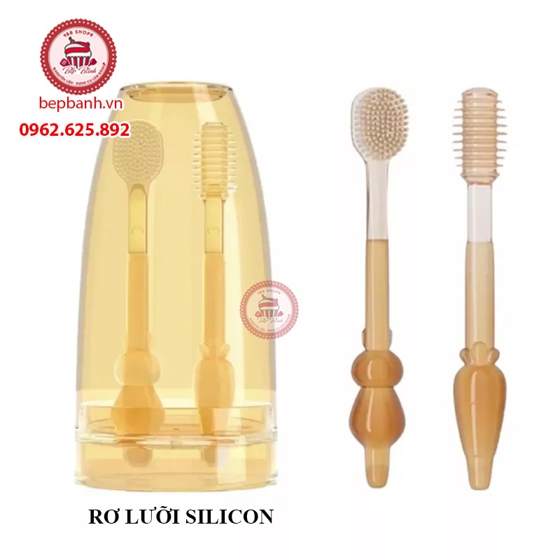 Set rơ lưỡi và bàn chải đánh răng silicon cho bé từ 0 - 18 tháng