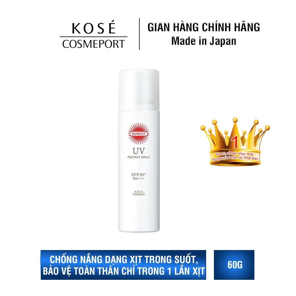 Chống nắng dạng xịt Kosé Nhật Bản Cosmeport Suncut Uv Protect Spray Spf50+/Pa++++ (60g)