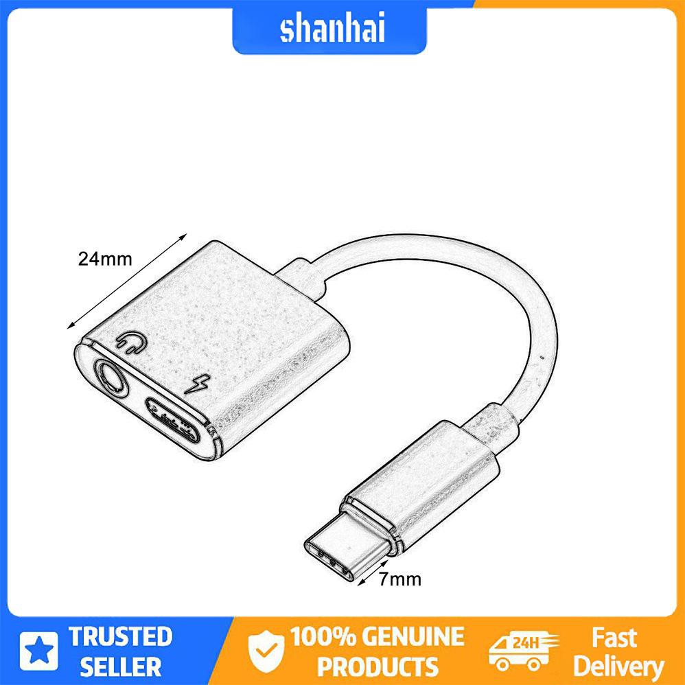 Bộ chuyển đổi cáp USB C sang Jack 3.5 Loại C Bộ chuyển đổi tai nghe 2 trong 1 Loại C 3.5mm