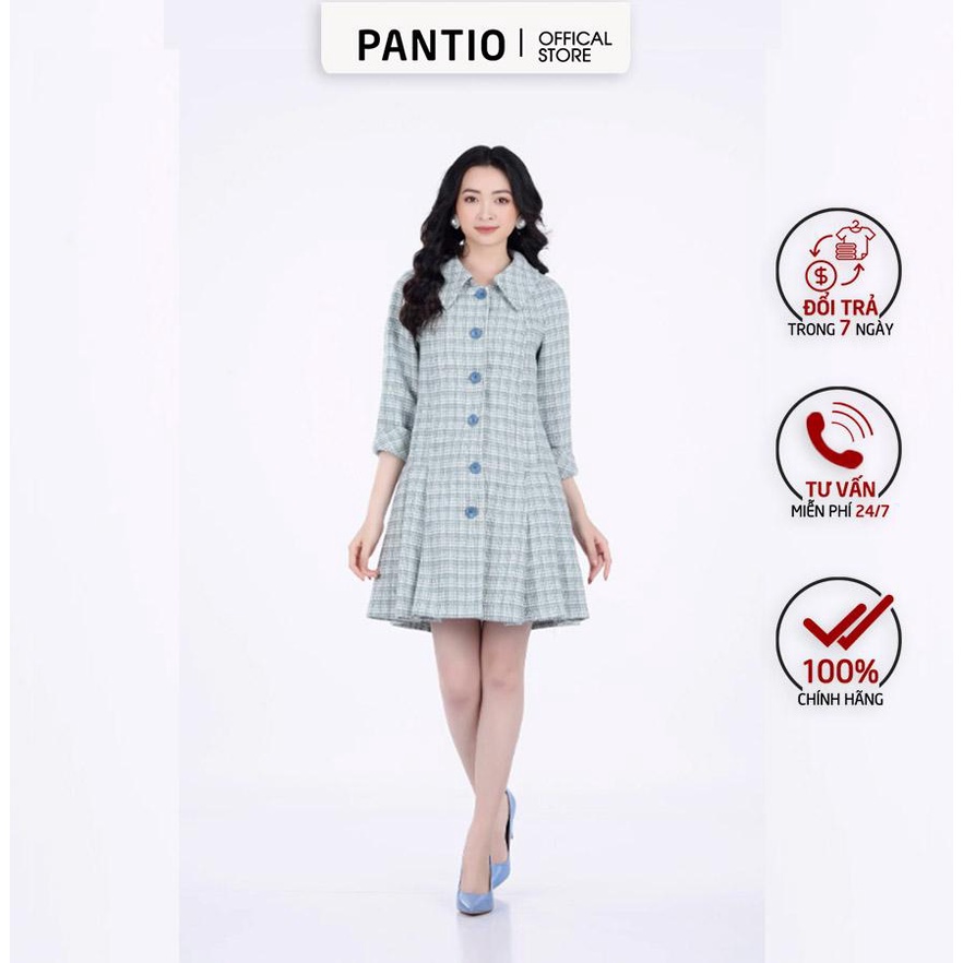 FAM9454 - Áo khoác măng tô tay lỡ dáng lửng kẻ caro - PANTIO