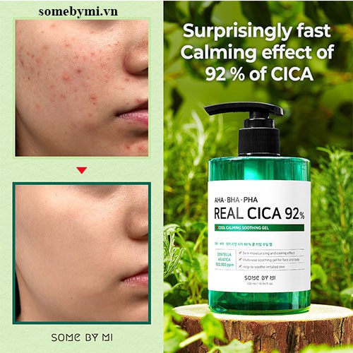 Gel Dưỡng Cấp Ẩm, Làm Dịu Mát Da, Giảm Mụn Some By Mi AHA - BHA -PHA Real Cica 92% Cool Calming Soothing Gel 300ml