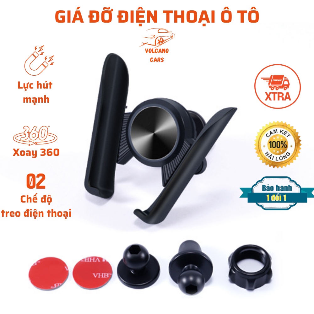 Giá đỡ điện thoại ô tô Volcano Cars kẹp cửa gió điều hòa để taplo trên xe hơi xoay 360 độ nhỏ gọn, tiện dụng | BigBuy360 - bigbuy360.vn