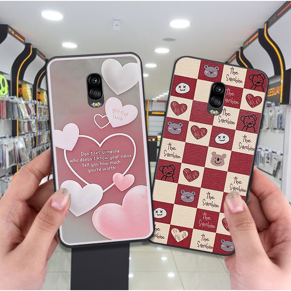Ốp Samsung J7 Plus / J7 pro / J7+ bộ hình caro trái tim đen trắng hồng bong bóng dễ thương