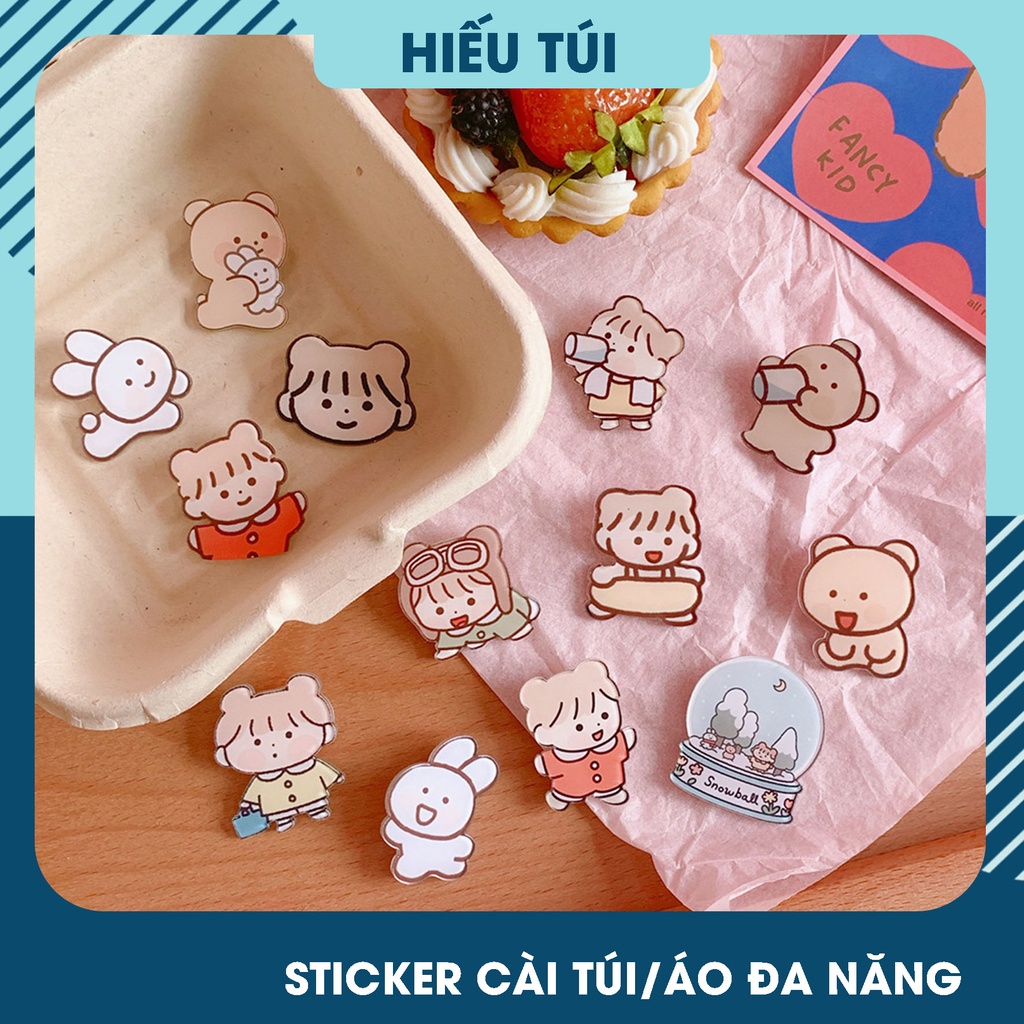 Sticker dễ thương pin cài huy hiệu áo phụ kiện gắn balo túi xách cute HTS1