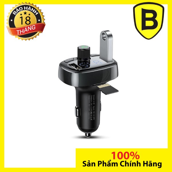 Bộ tẩu sạc nhanh 3.0 + phát Bluetooth, chơi nhạc, đọc USB đa năng trên xe hơi Baseus s13