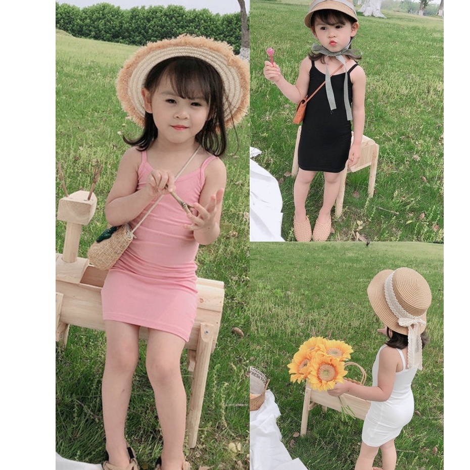 HOT!! Váy hai dây 4 màu cưng xỉu cho bé gái, váy body 2 dây cotton mềm mát
