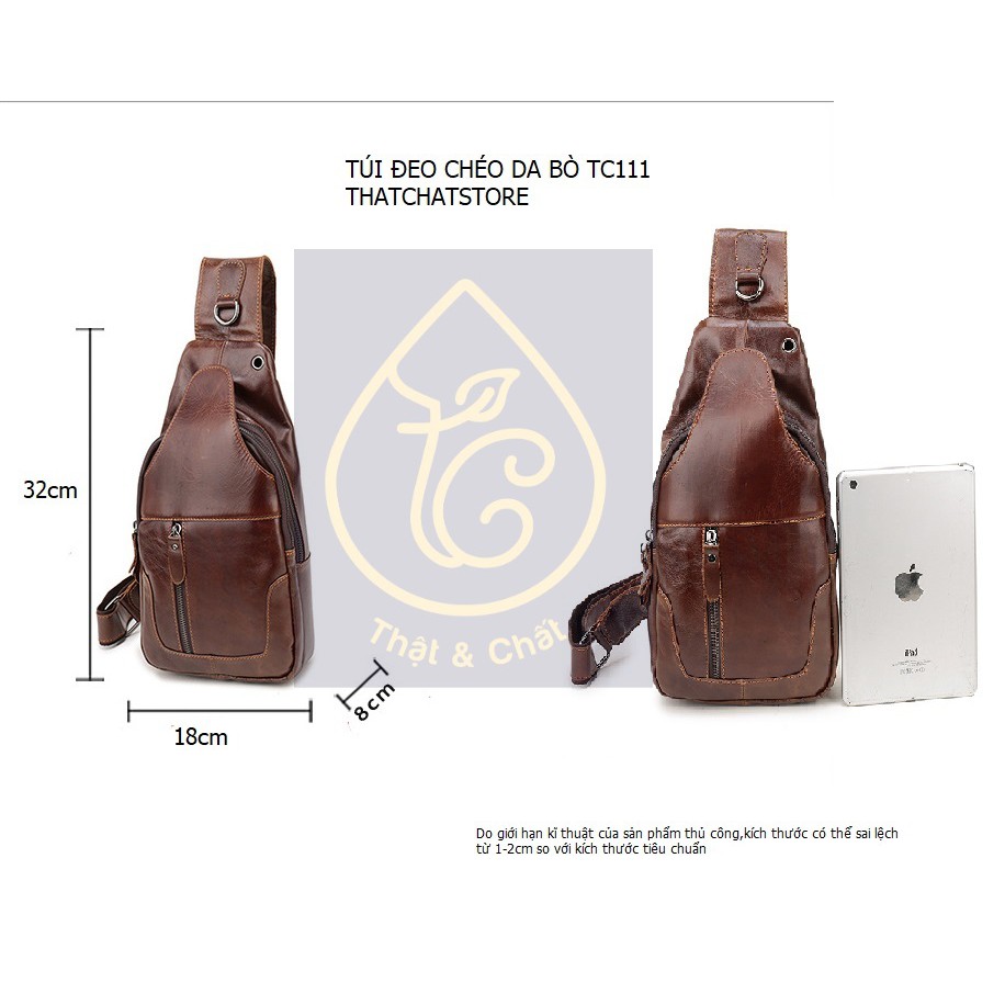 Túi đeo chéo da bò thật - quai lót da - chất lượng cao - thời trang -  bền đẹp - mẫu khuyên dùng TC111