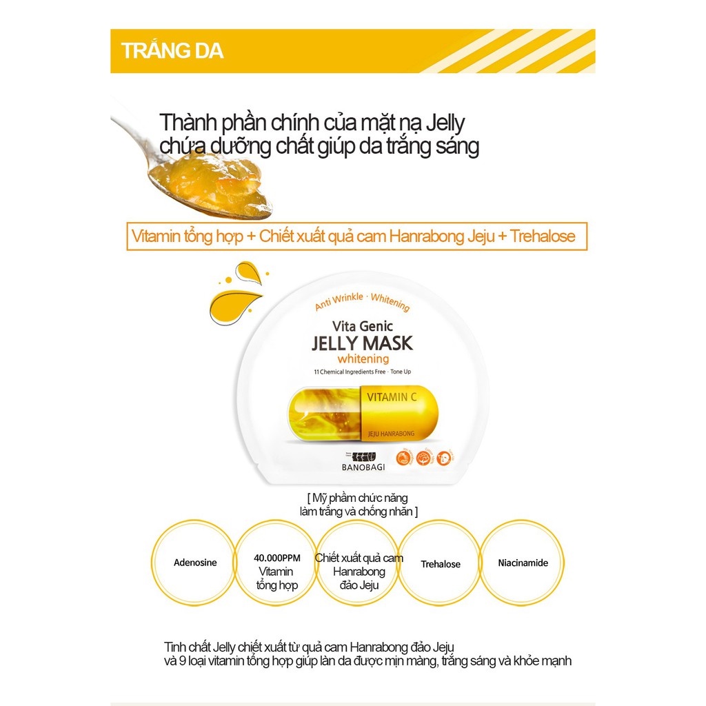 MBC M08 Mặt nạ giấy Banobagi Mask Dưỡng Ẩm Trắng Da bổ sung Vitamin A B C E Chống Lão Hoá