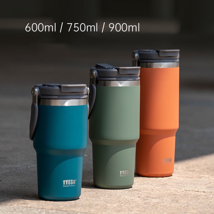 Bình Nước Giữ Nhiệt Dung Tích Lớn 600ML 750ML 900ML Bằng Thép Không Gỉ Có Tay Cầm Tiện Dụng